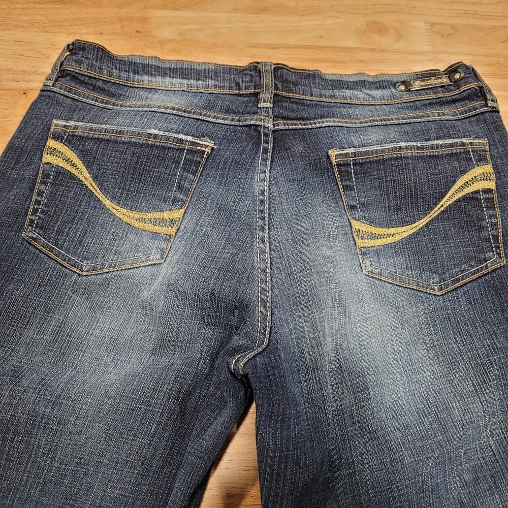 Southpole Womens 13 Flare Jeans Embroidered Pockets Mid Rise Denim Blue - Picture 12 of 14